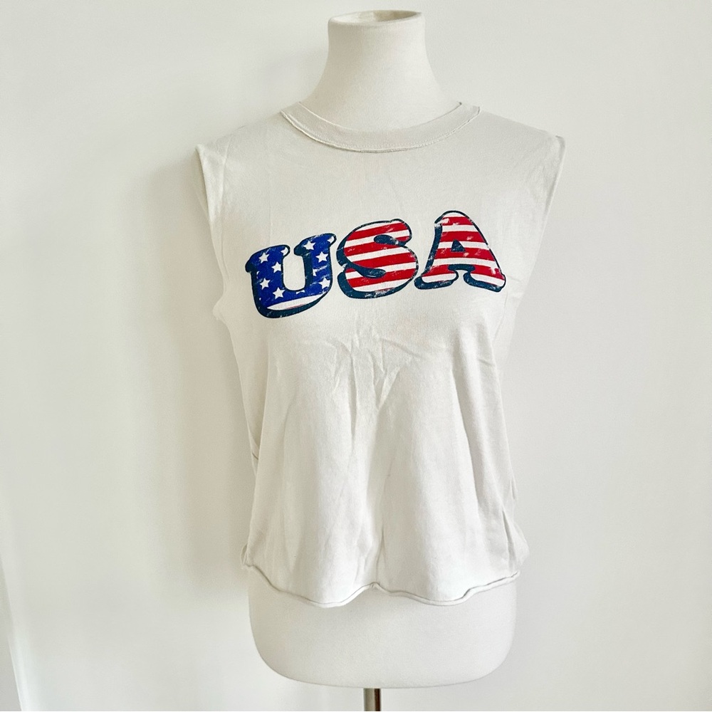 USA Project Social T Red White Blue Graphic Muscle Tee Size X-Small